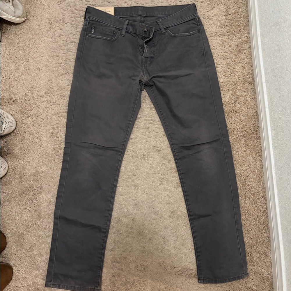 Abercrombie & Fitch Men's Charcoal Slim Jeans
